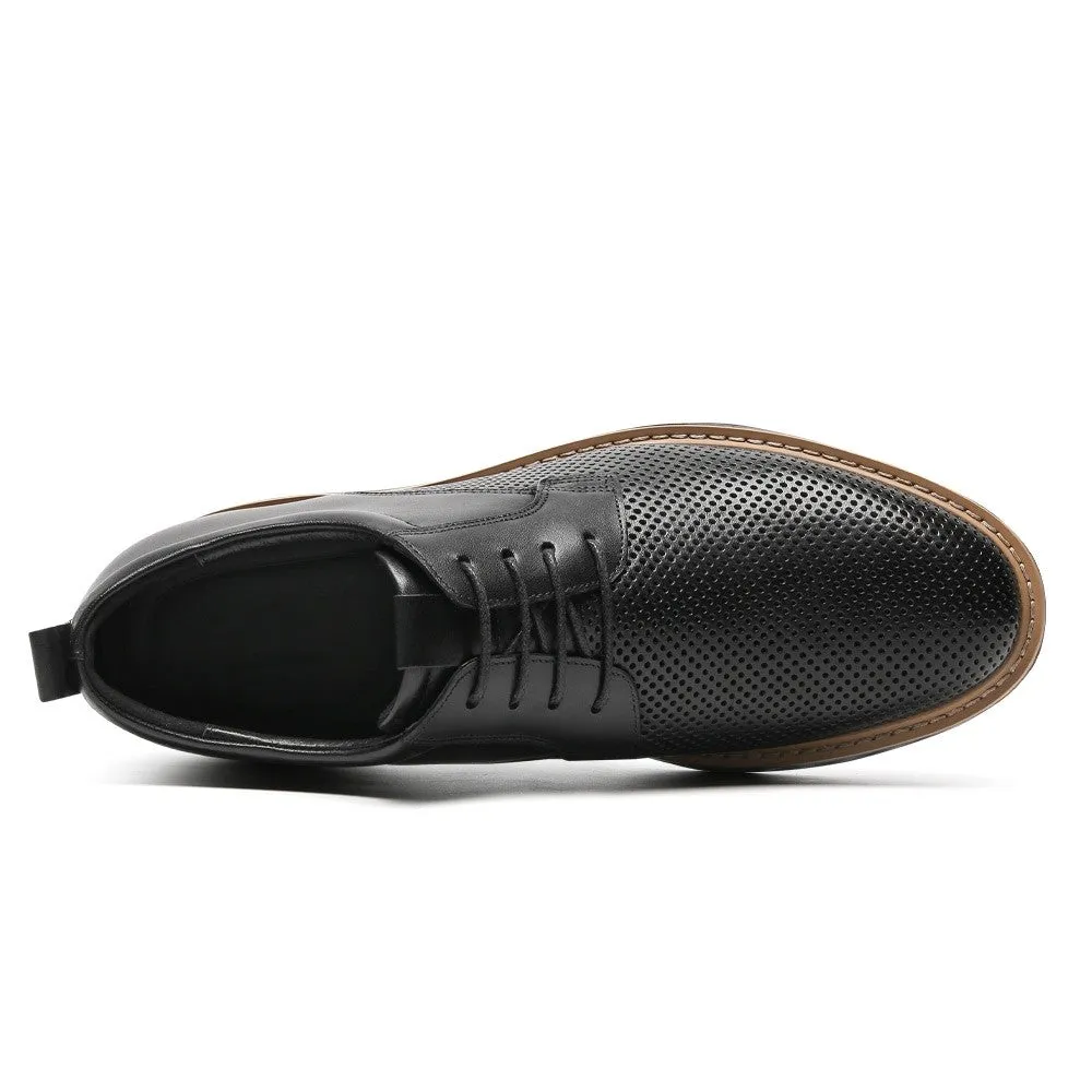 7 CM/2.76 Inches CMR CHAMARIPA Men’s Invisible Elevator Business Casual Shoes - Black Leather Slip-Resistant