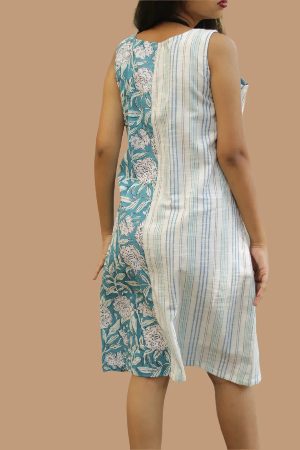 Anaya | Short Dress | Sanganeri Blue