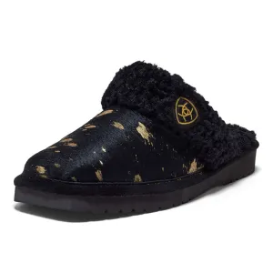 AR8030 Ariat Women's Jackie Square Toe Slipper - Black & Gold Hair On