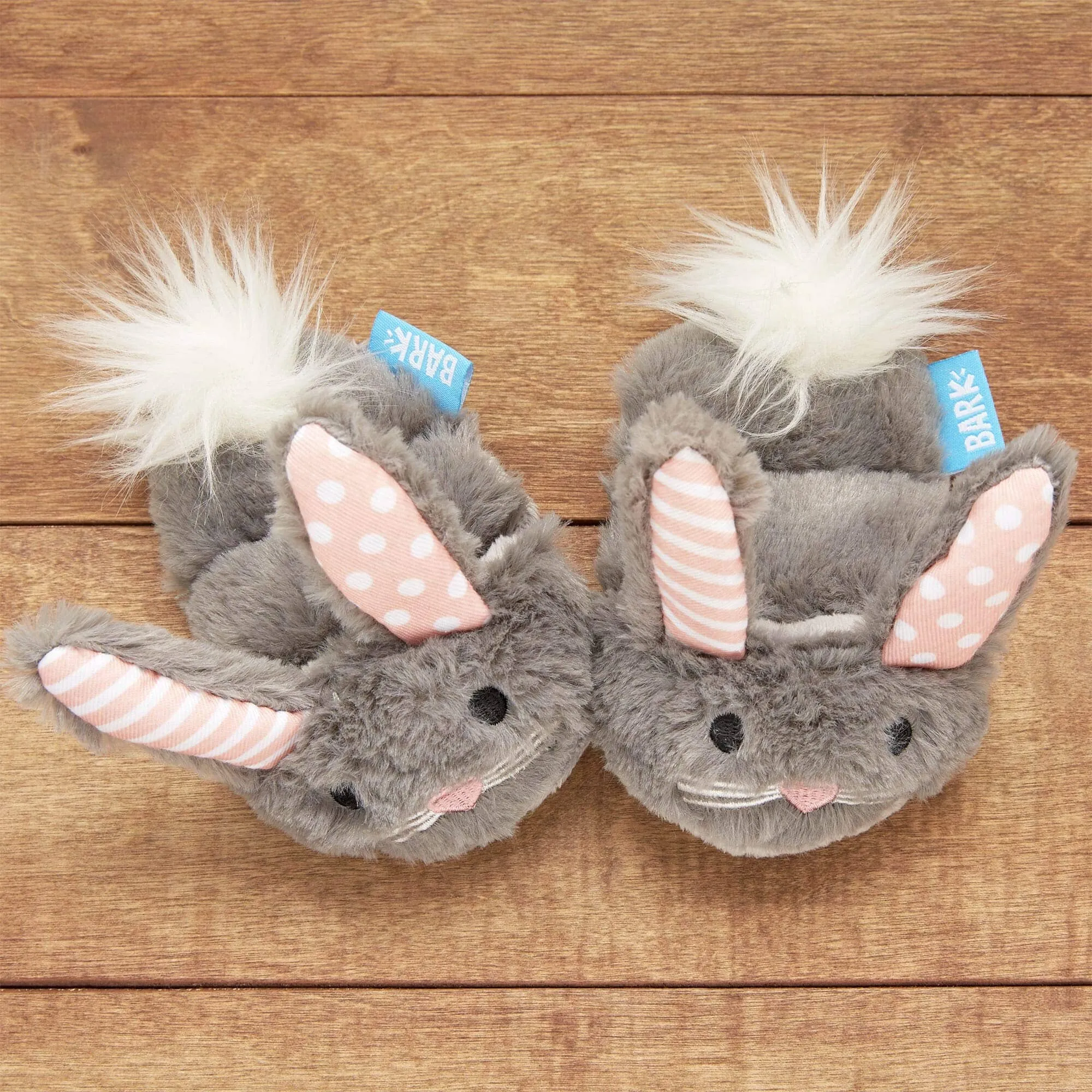 Bark Box Itty & Bitty Bunny Slippers Crinkle Squeak and Plush Dog Toy