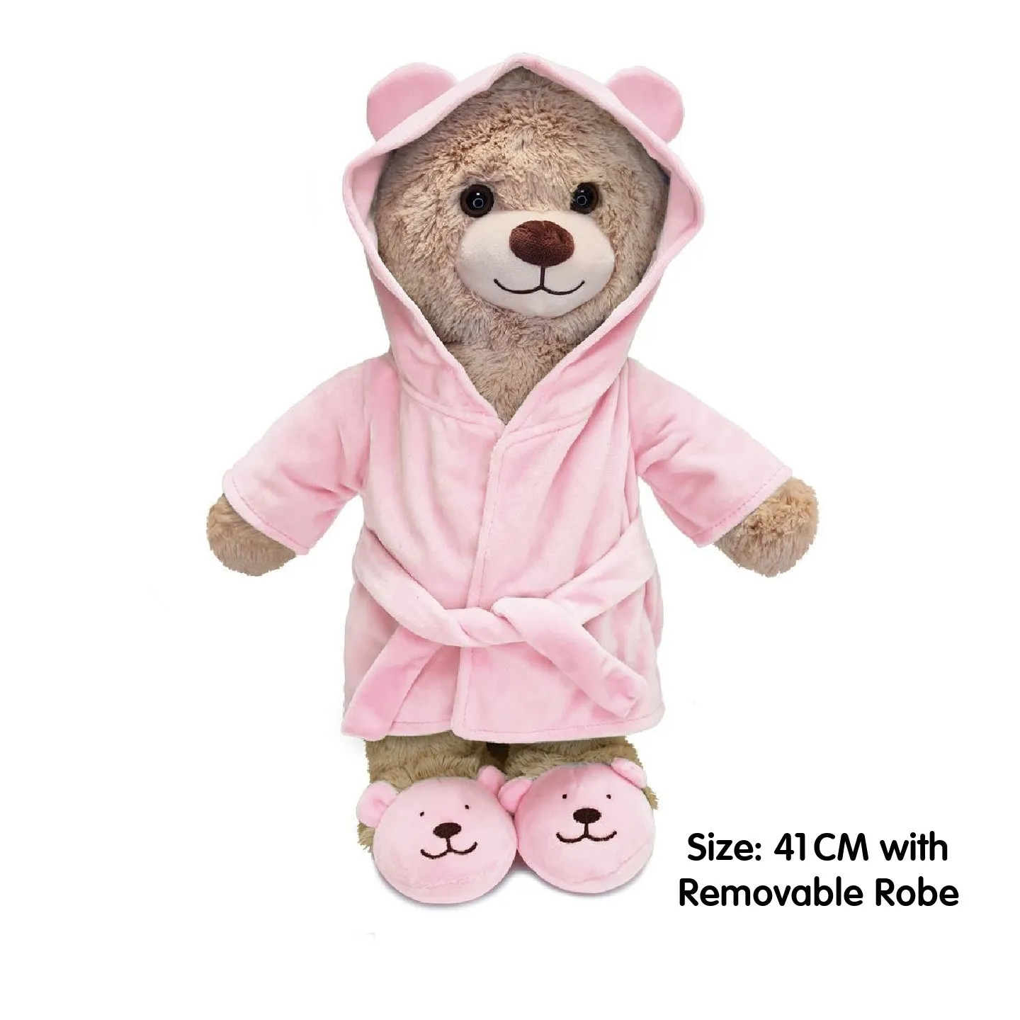 Bedtime Teddy Bear with Bathrobe and Slippers - Pink