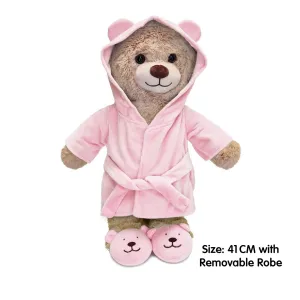 Bedtime Teddy Bear with Bathrobe and Slippers - Pink