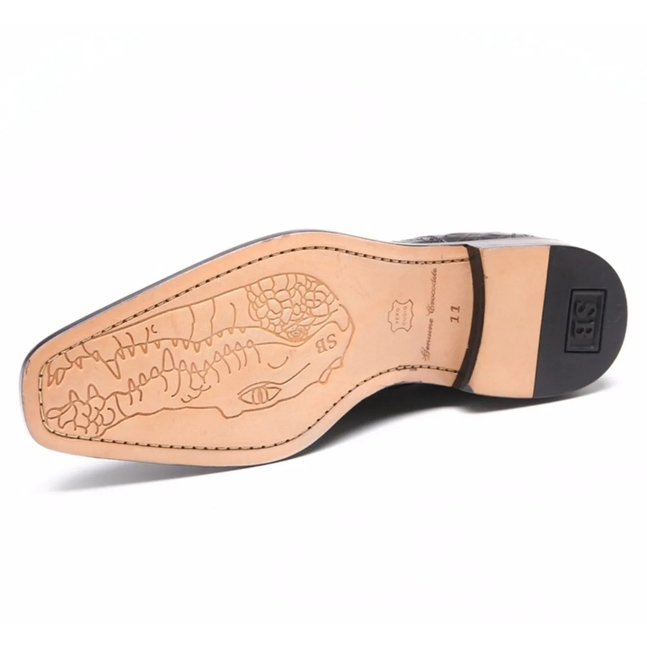 Belvedere Onesto II Men's Black Genuine Ostrich and Crocodile Oxfords 1419-BLK