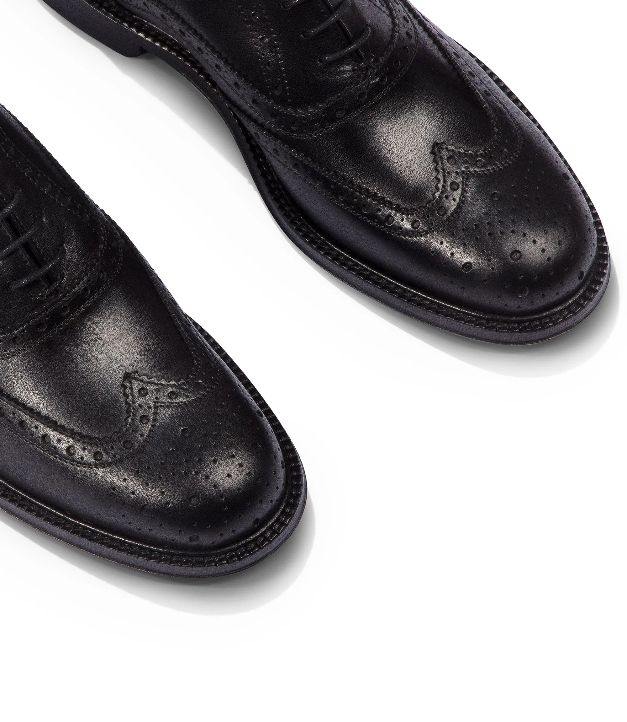 Black leather brogue oxford shoes