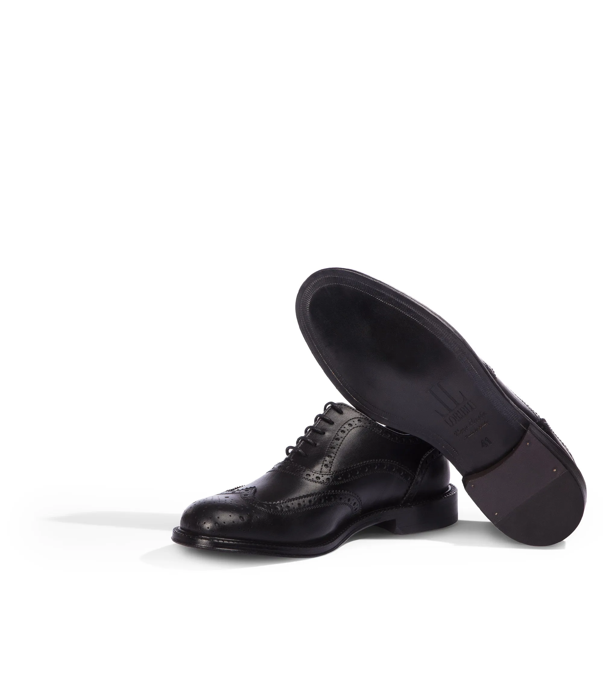 Black leather brogue oxford shoes
