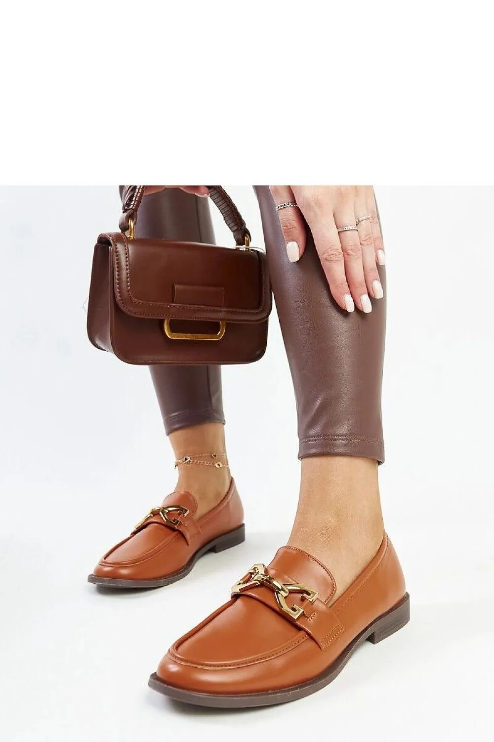 Brown Lea moccasins with a buckle