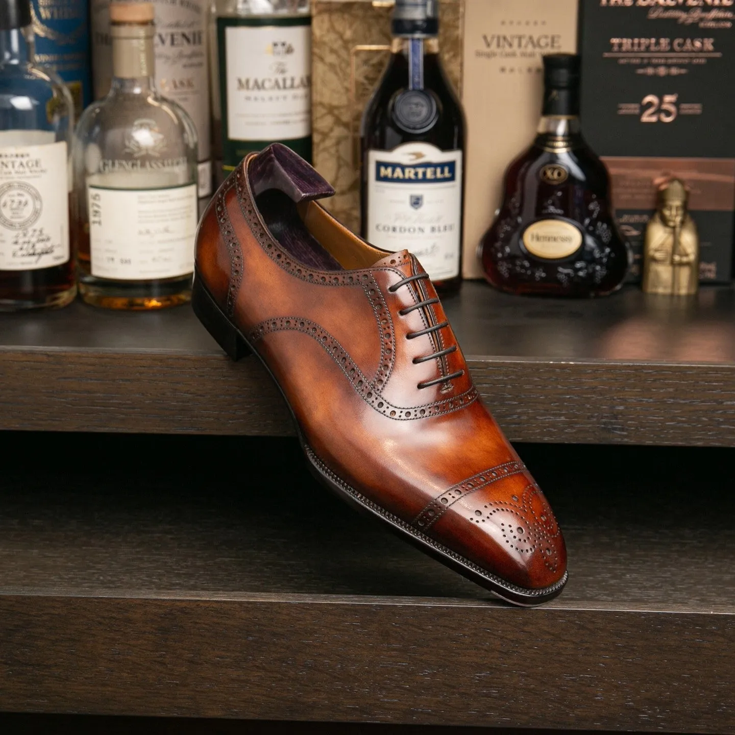 Brown Leather Brogue Oxford Shoes