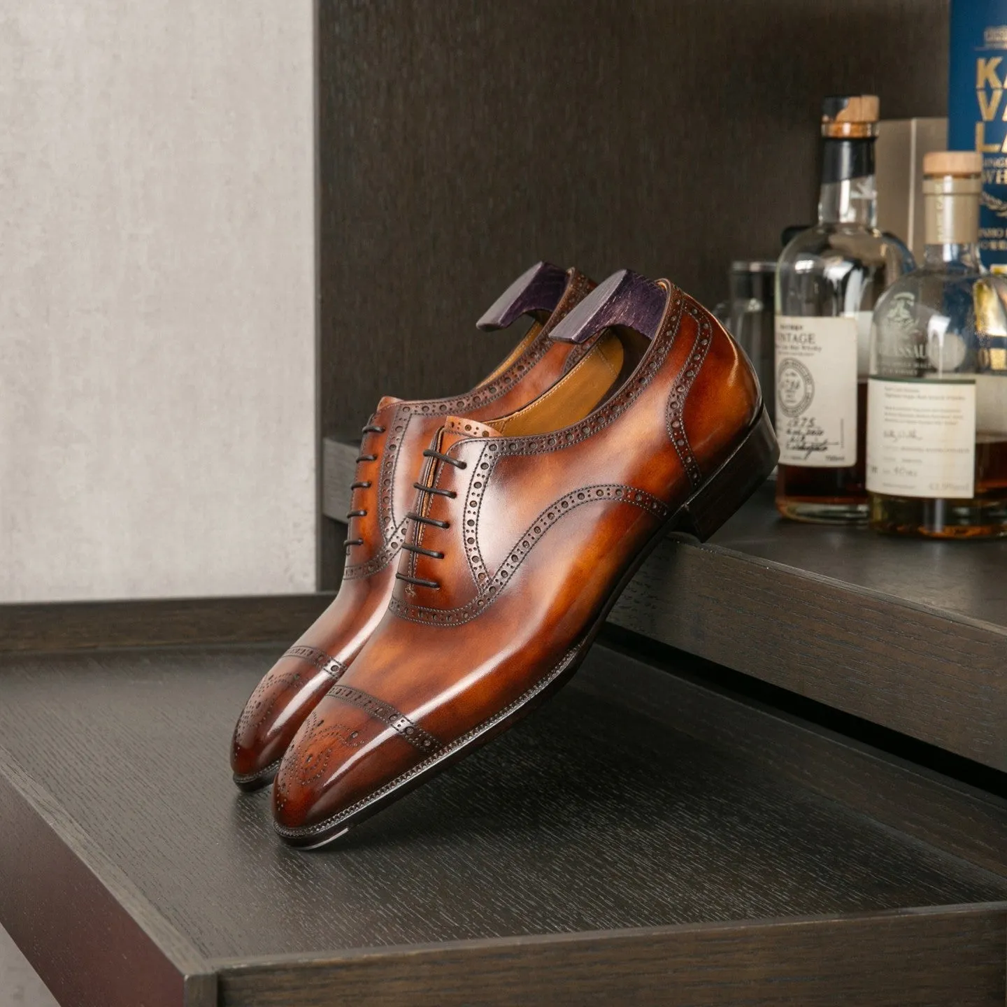 Brown Leather Brogue Oxford Shoes