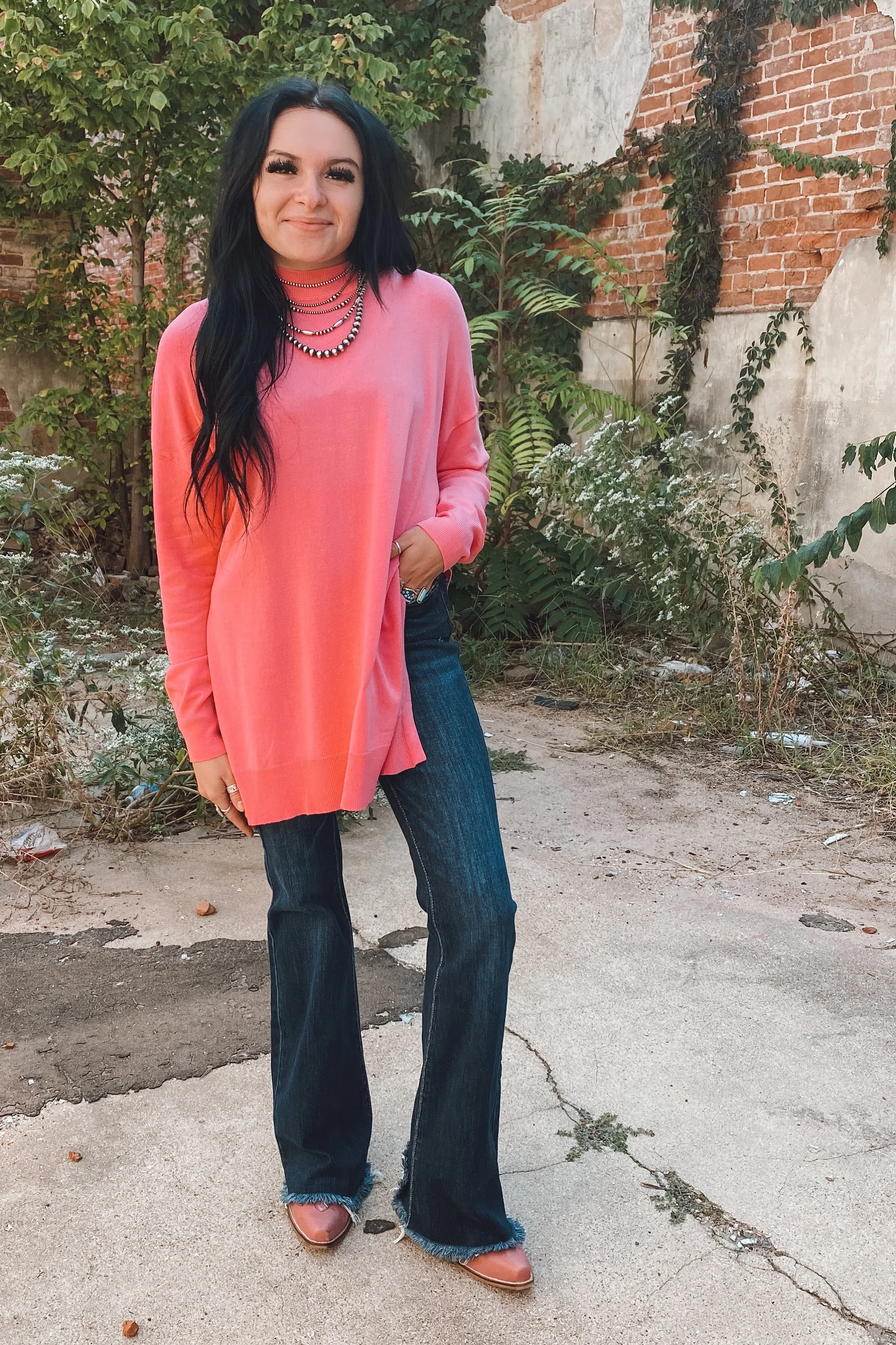 Bubblegum Pink Oversized Side Slit Sweater