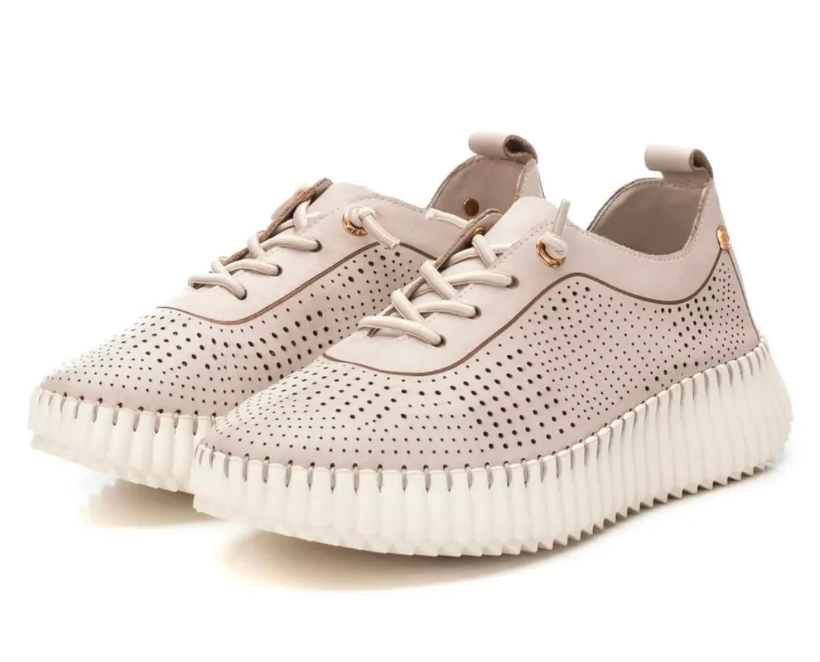 Carmela taupe leather wedge sneaker
