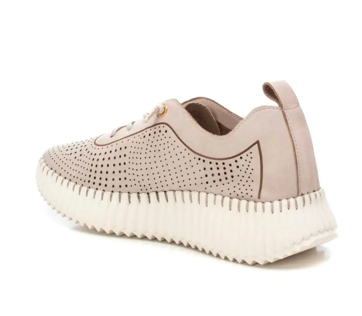 Carmela taupe leather wedge sneaker