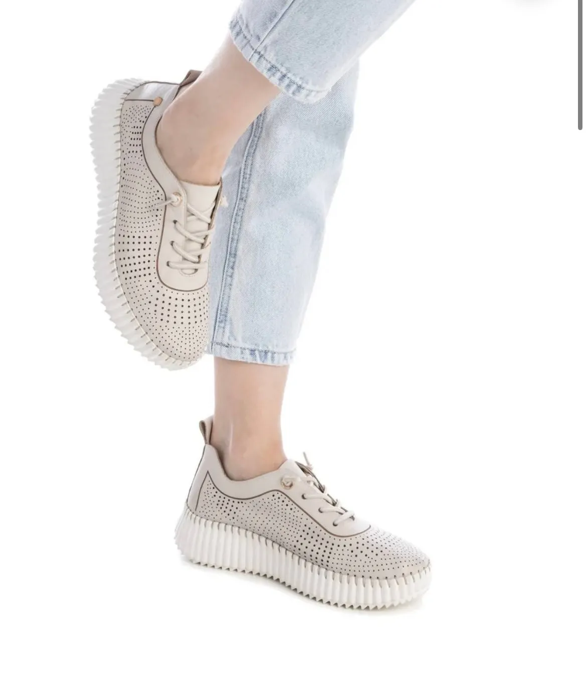 Carmela taupe leather wedge sneaker