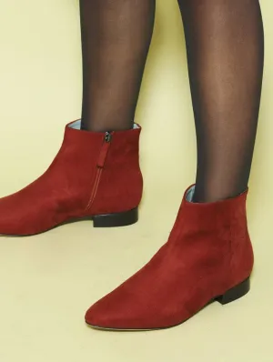 Chiara Vegan Suede Flat Ankle Boots | Rust