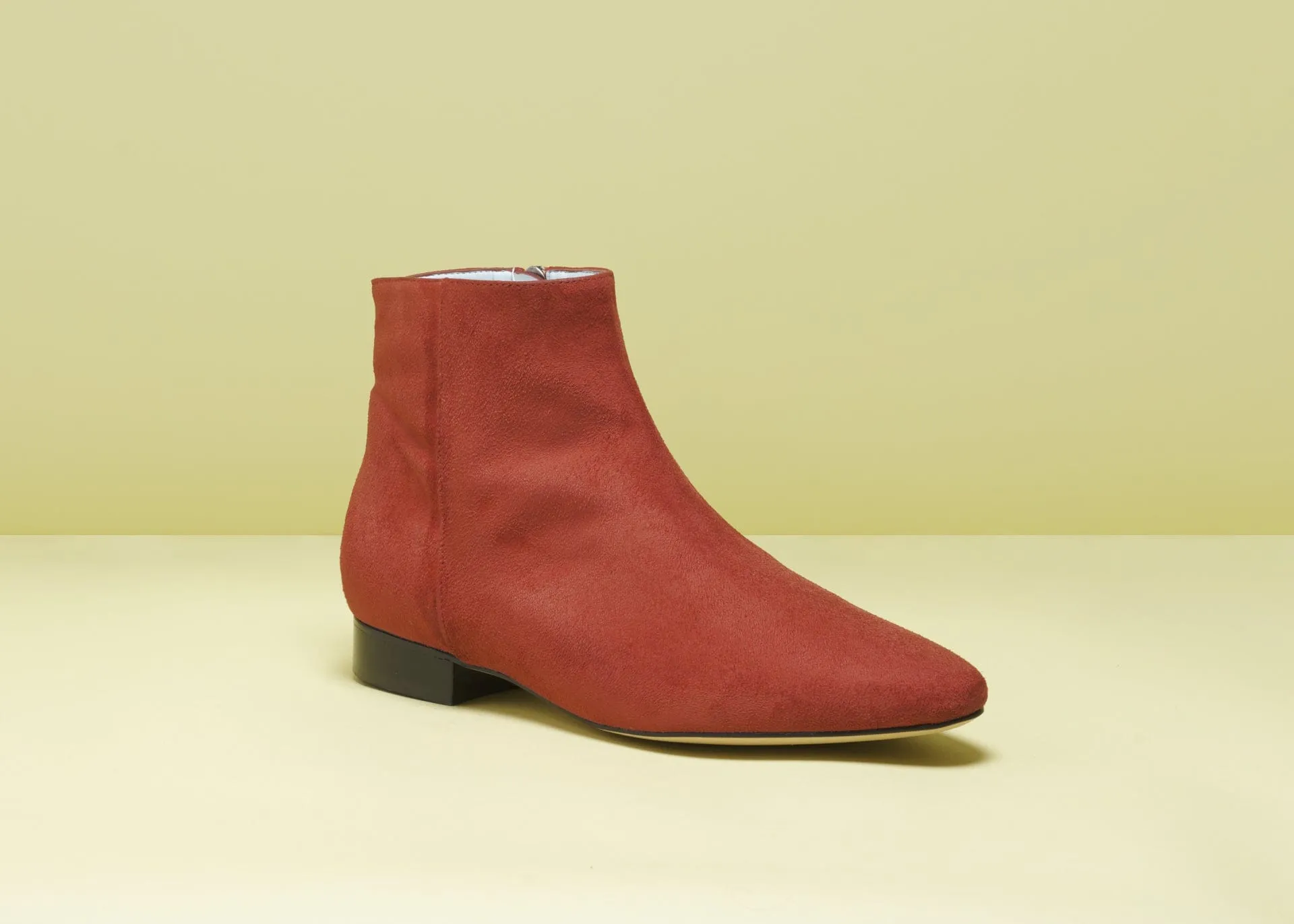 Chiara Vegan Suede Flat Ankle Boots | Rust