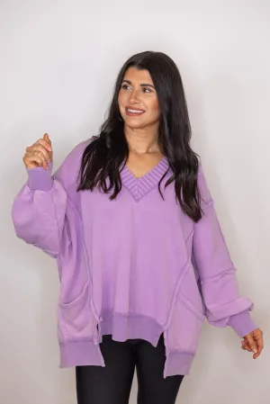 Cozy Era Washed Lavender Pullover