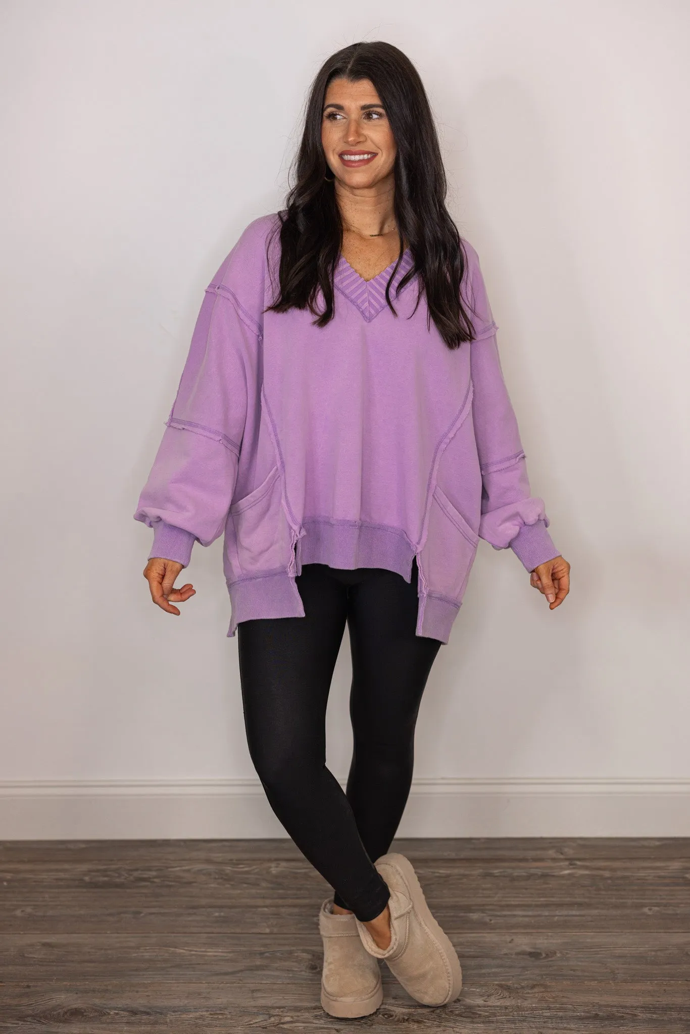Cozy Era Washed Lavender Pullover