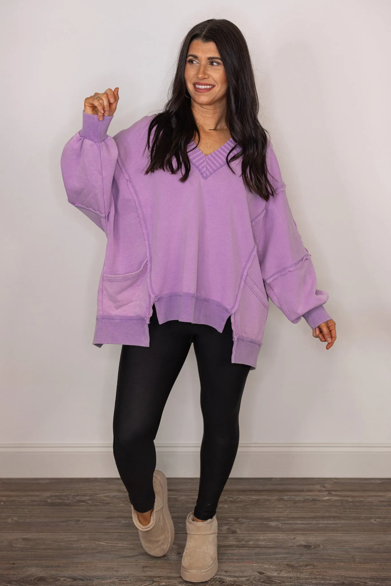 Cozy Era Washed Lavender Pullover