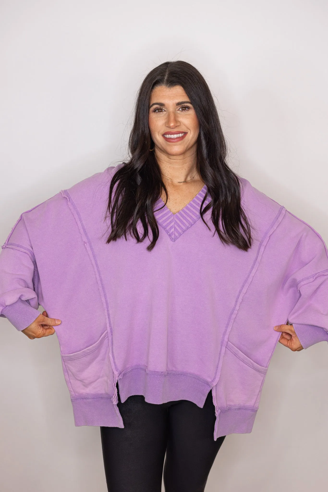 Cozy Era Washed Lavender Pullover
