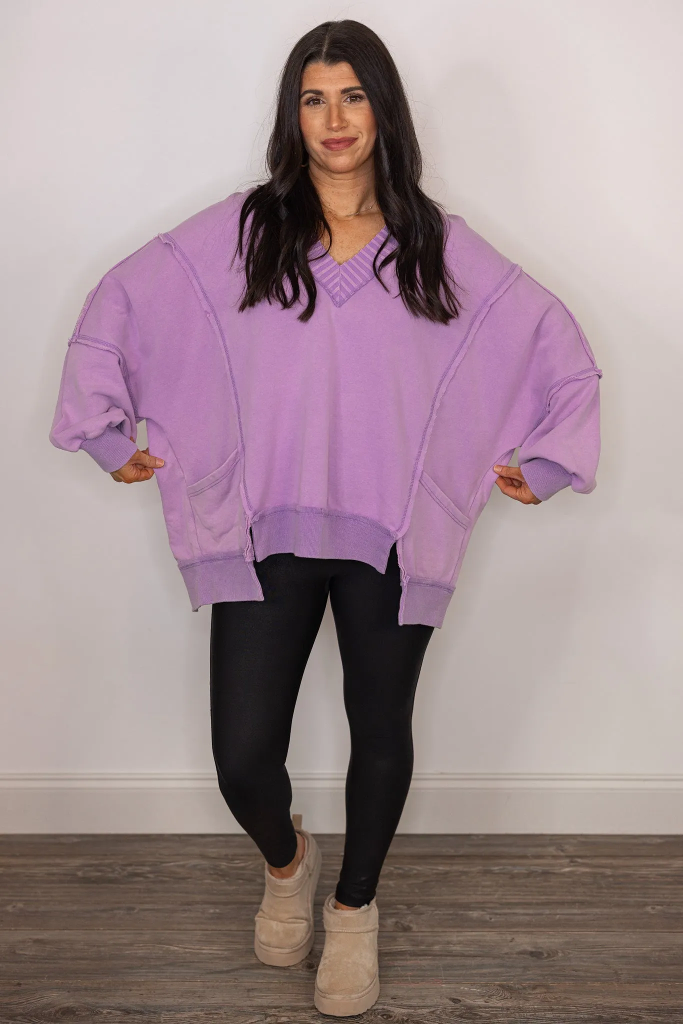Cozy Era Washed Lavender Pullover