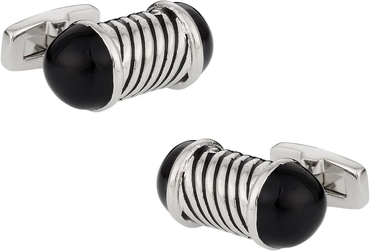 Elegant Black Capped Rod Cufflinks with Presentation Gift Box