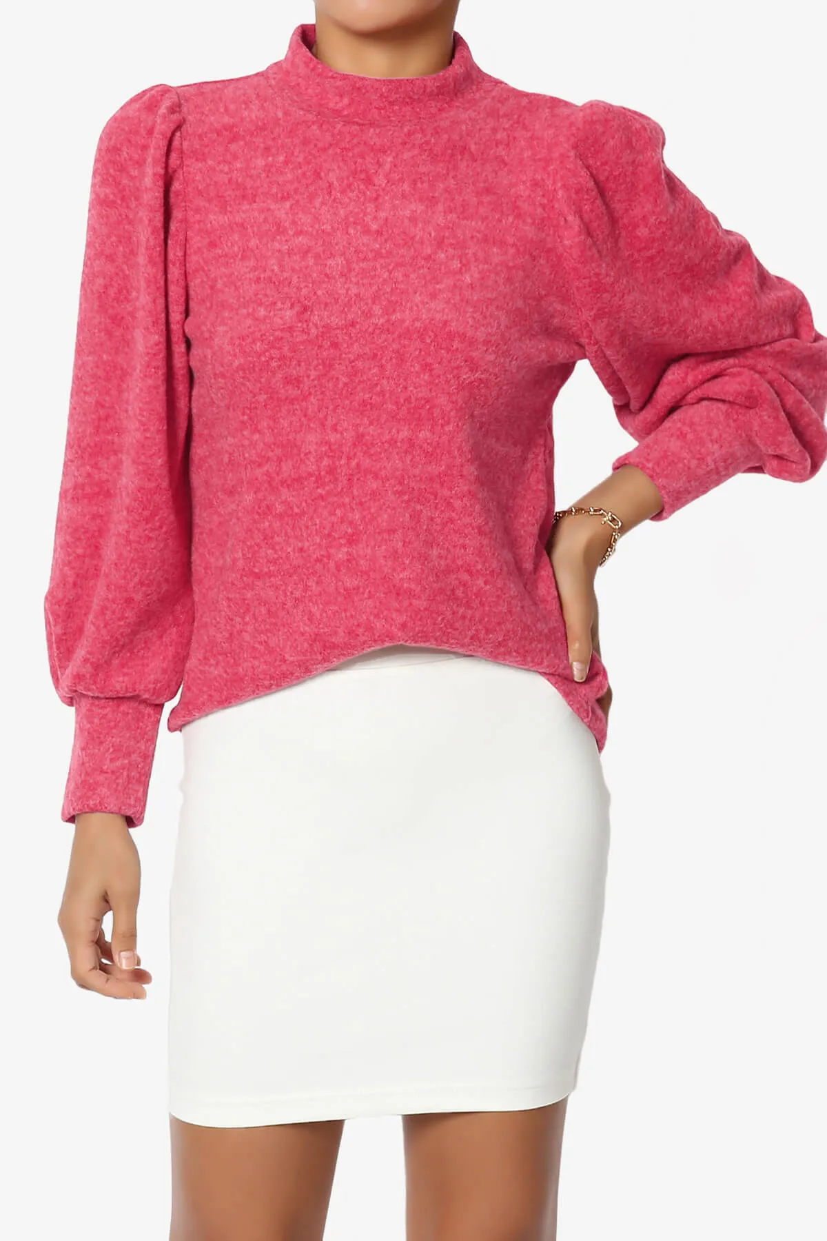 Killa Puff Long Sleeve Mock Neck Knit Sweater