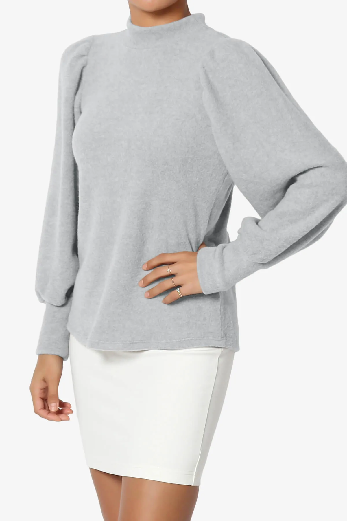 Killa Puff Long Sleeve Mock Neck Knit Sweater