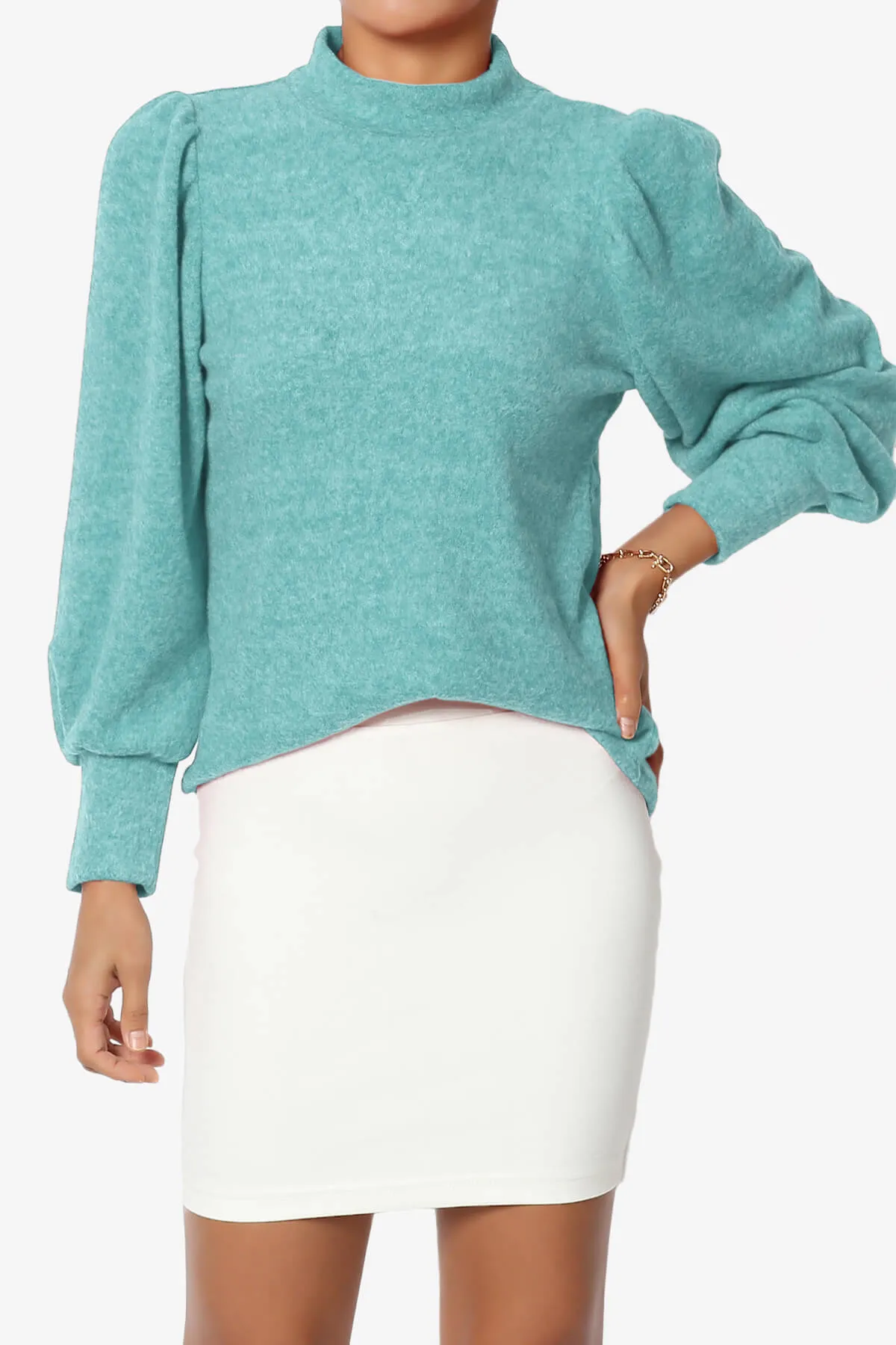 Killa Puff Long Sleeve Mock Neck Knit Sweater