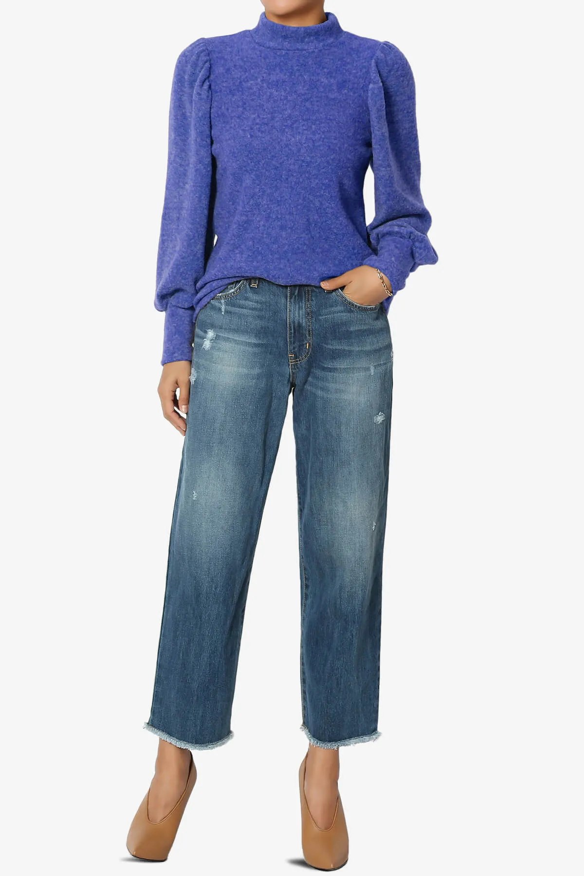 Killa Puff Long Sleeve Mock Neck Knit Sweater
