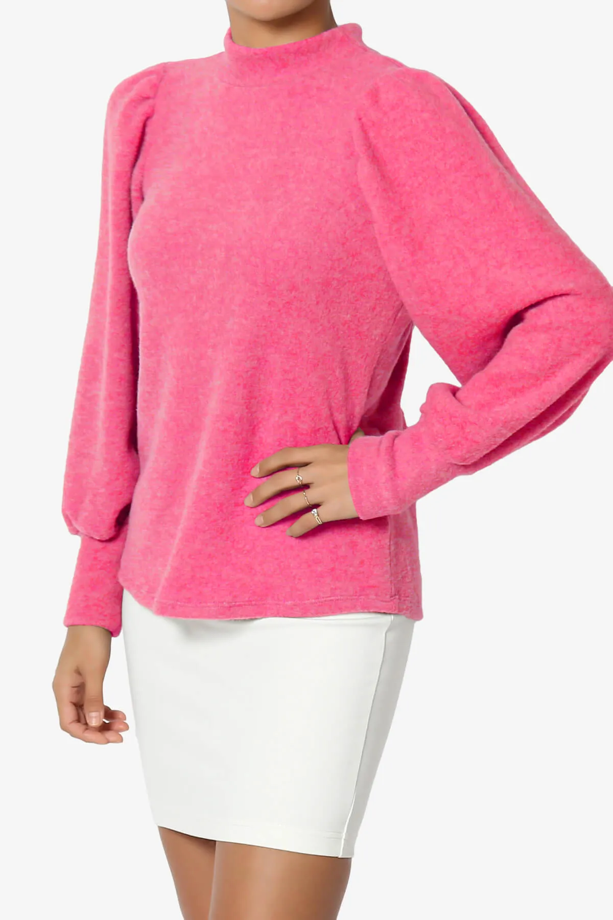Killa Puff Long Sleeve Mock Neck Knit Sweater