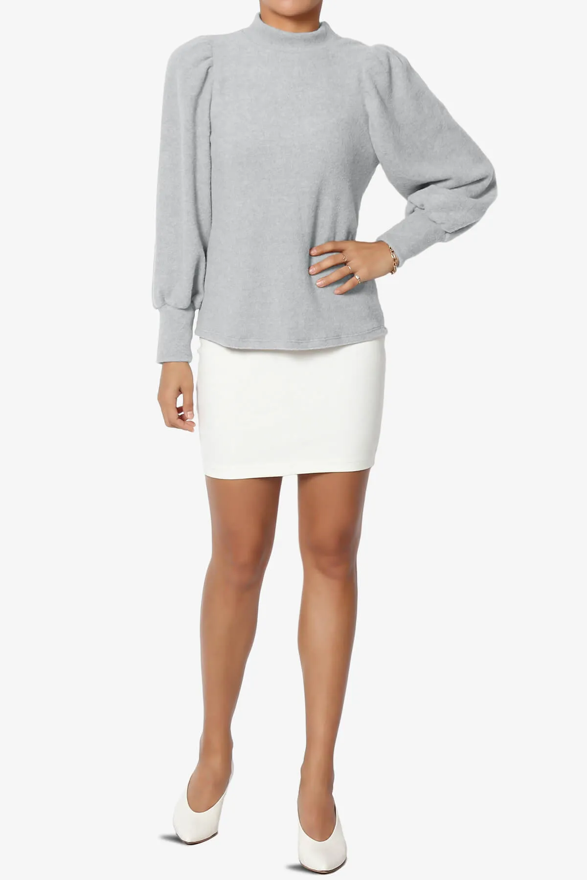 Killa Puff Long Sleeve Mock Neck Knit Sweater
