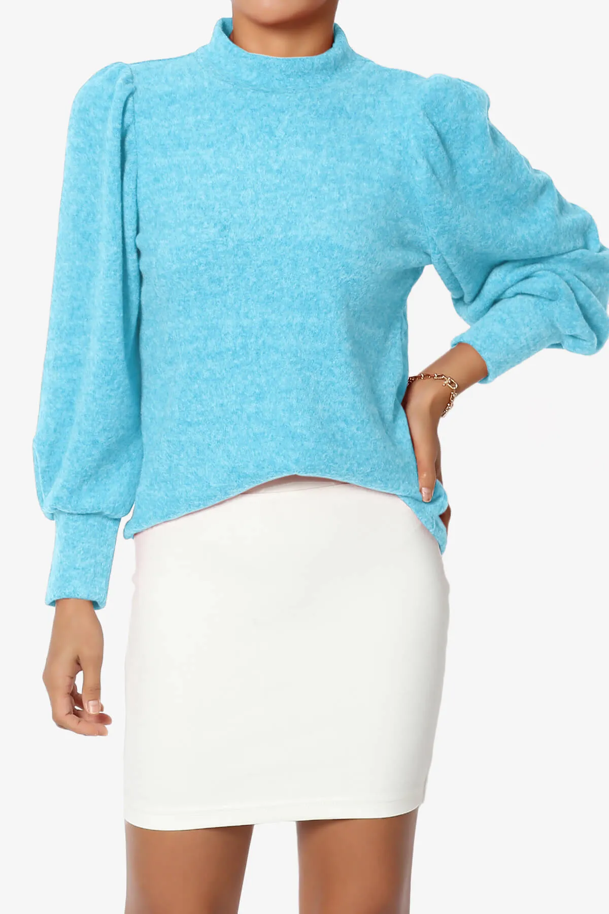 Killa Puff Long Sleeve Mock Neck Knit Sweater