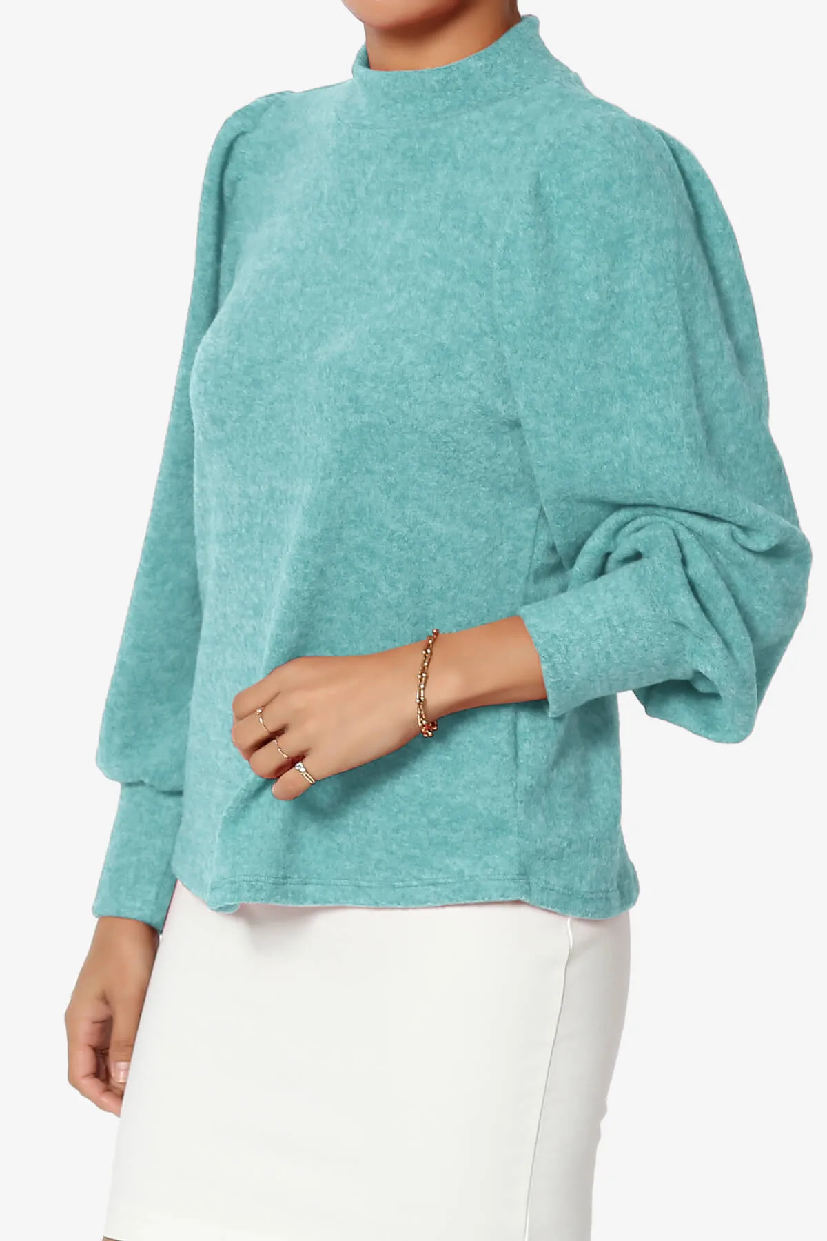 Killa Puff Long Sleeve Mock Neck Knit Sweater