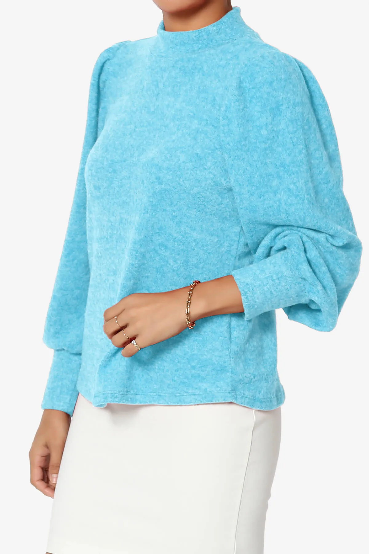 Killa Puff Long Sleeve Mock Neck Knit Sweater