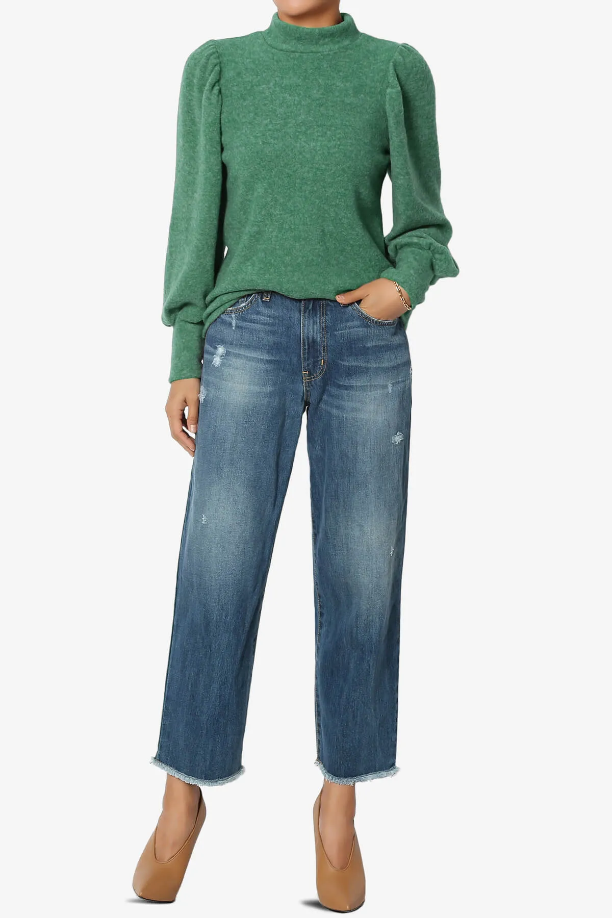 Killa Puff Long Sleeve Mock Neck Knit Sweater