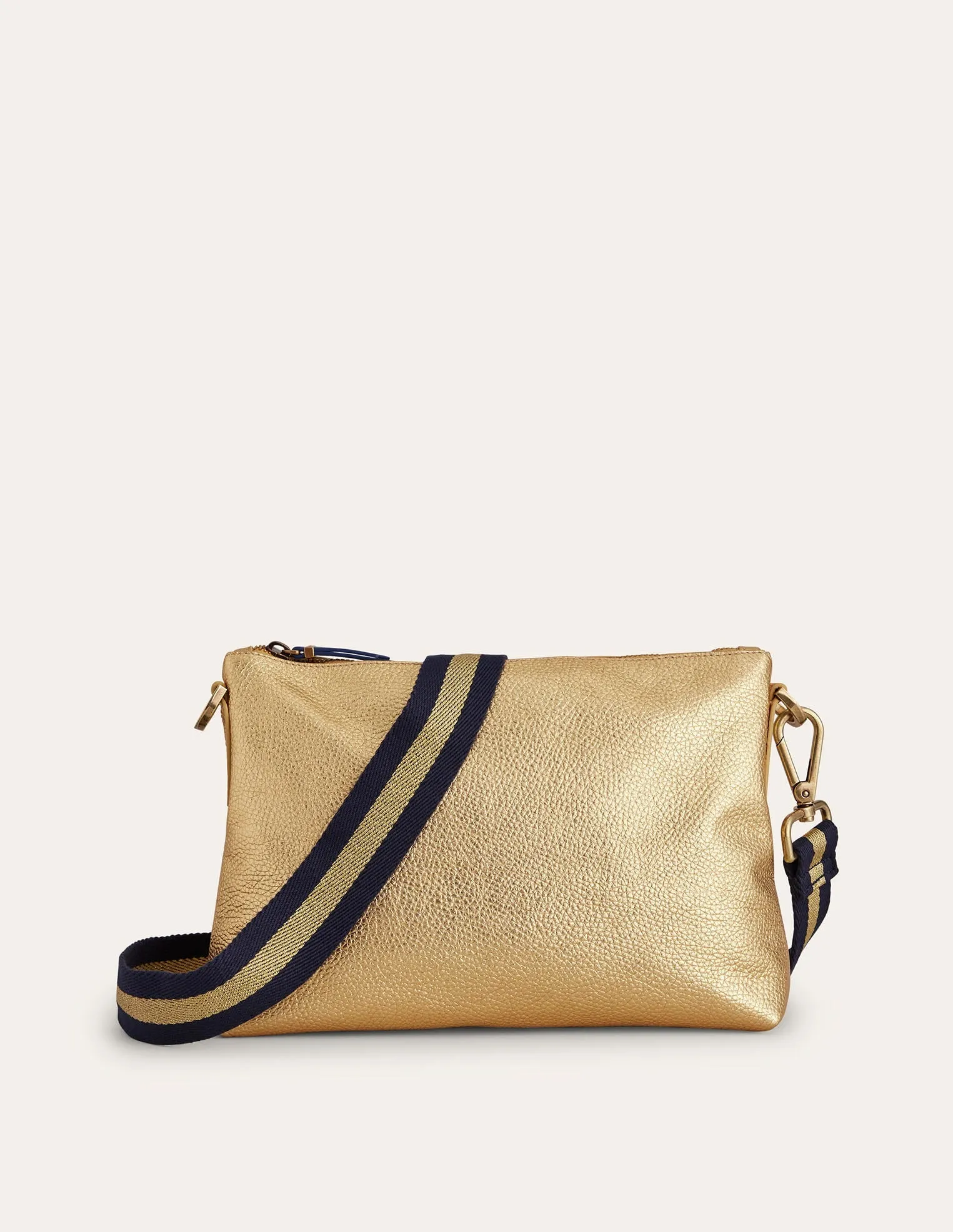 Leather Crossbody-Gold Metallic