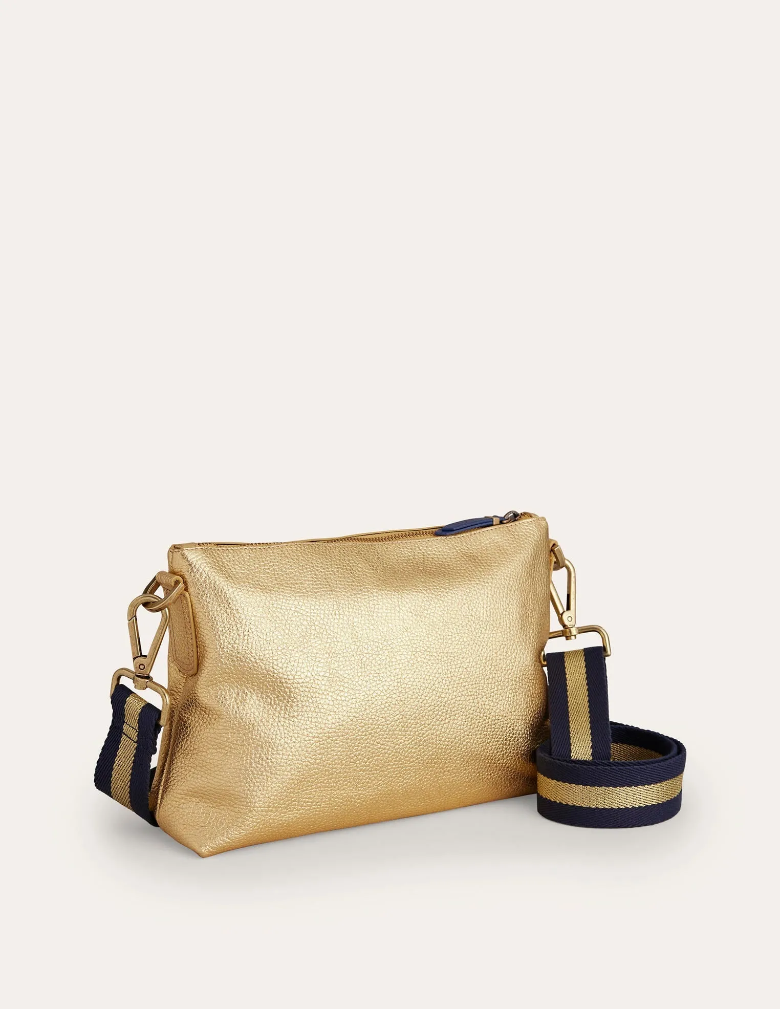 Leather Crossbody-Gold Metallic