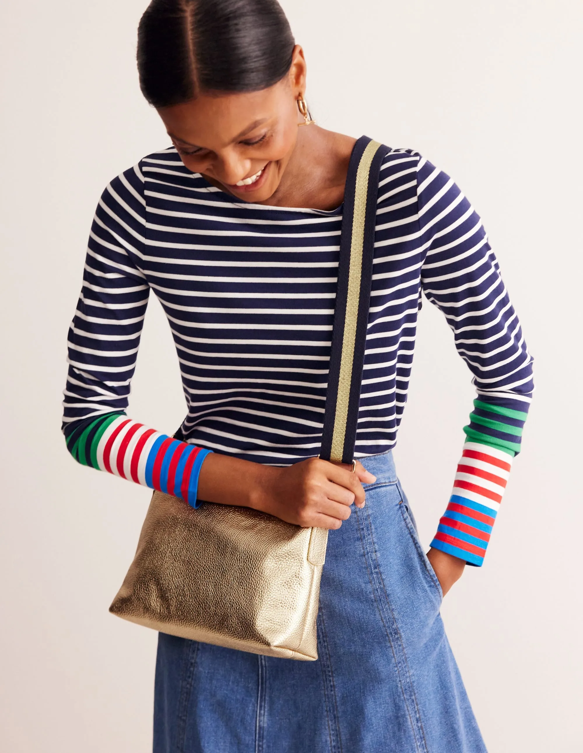Leather Crossbody-Gold Metallic