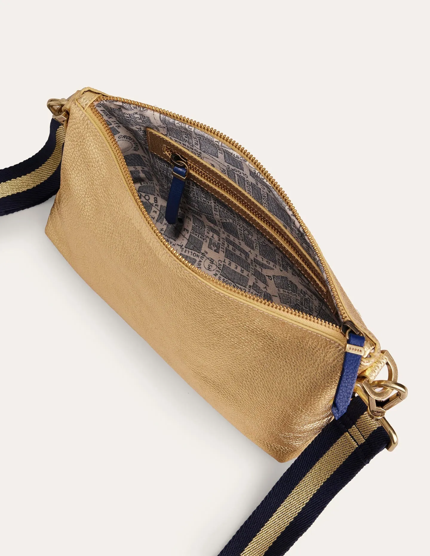 Leather Crossbody-Gold Metallic