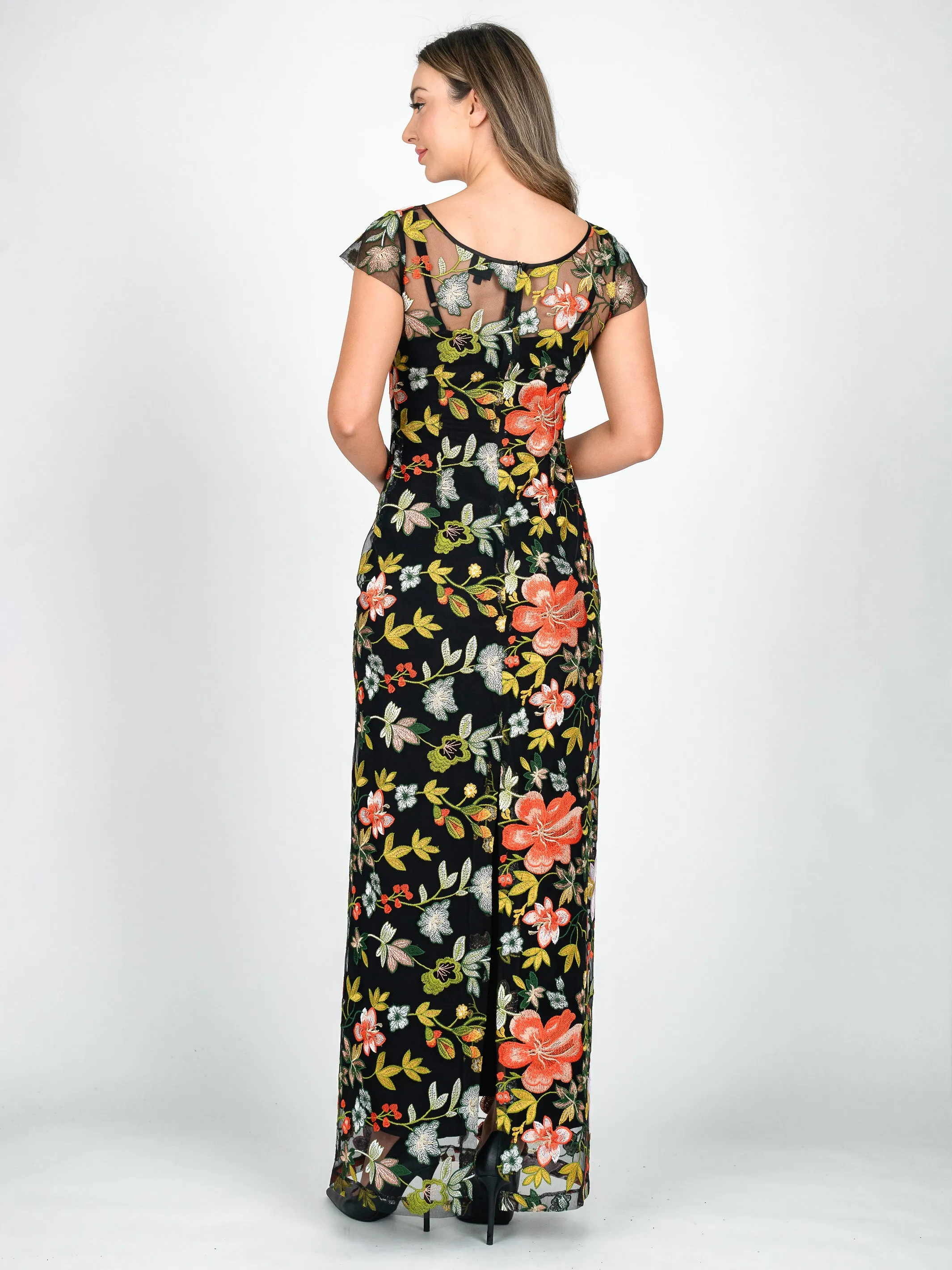 LOTUS Cap Sleeve Evening Gown