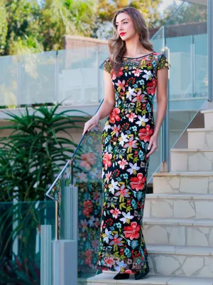 LOTUS Cap Sleeve Evening Gown