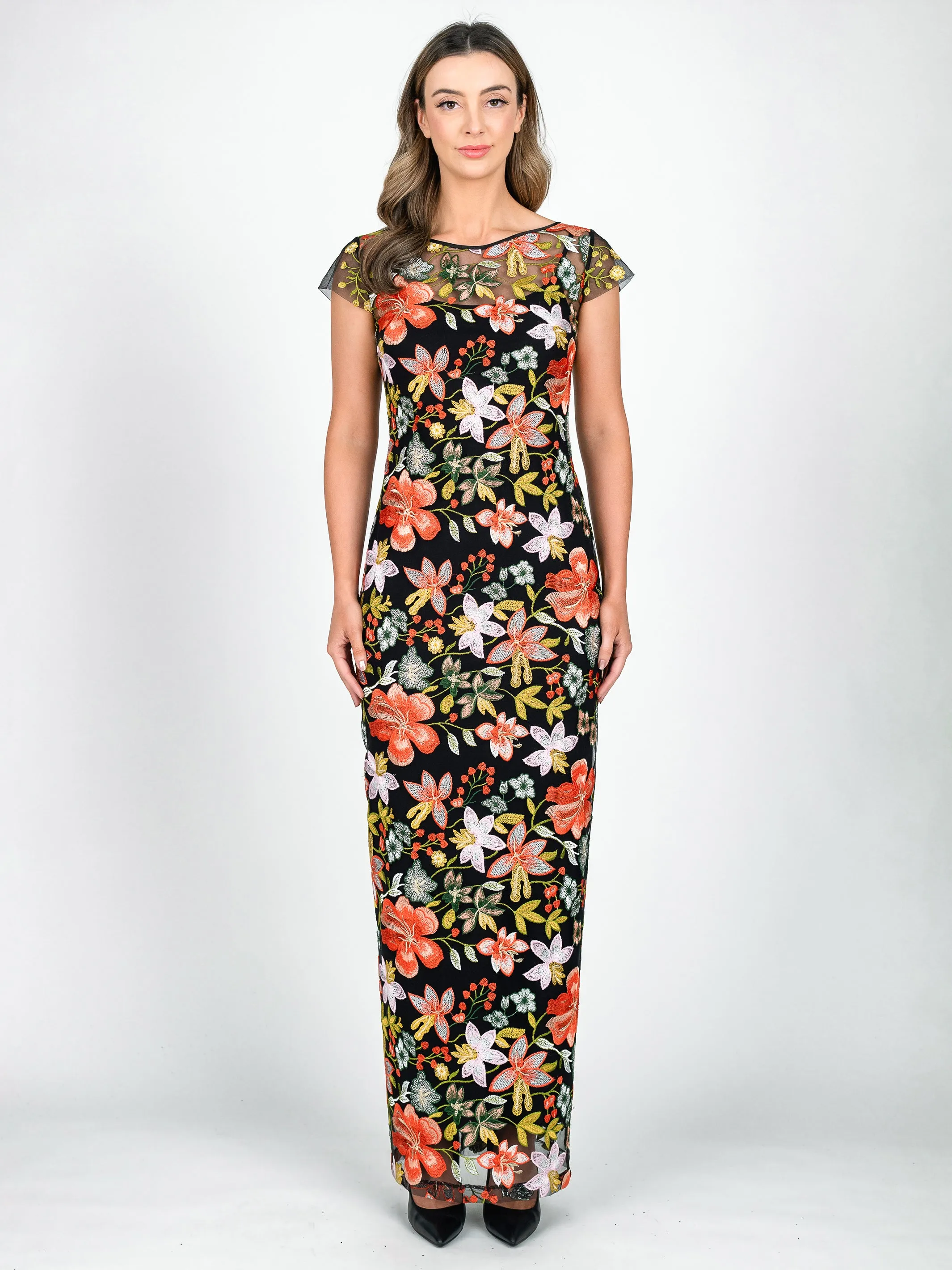 LOTUS Cap Sleeve Evening Gown