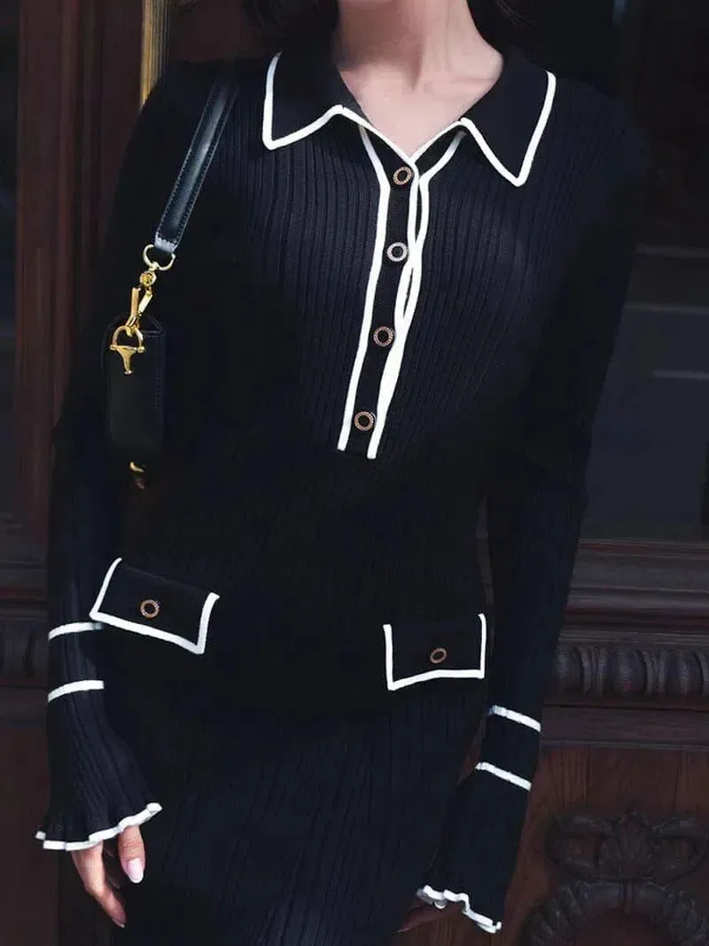 Maristella – Black-and-white design – Midi dress
