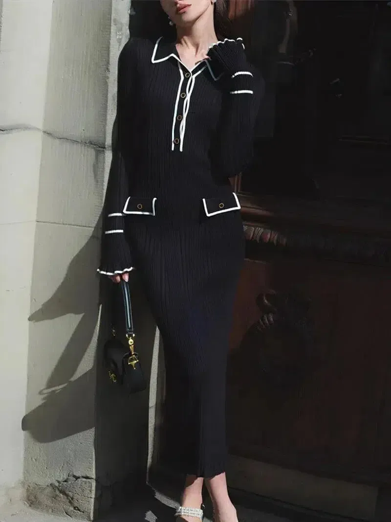 Maristella – Black-and-white design – Midi dress