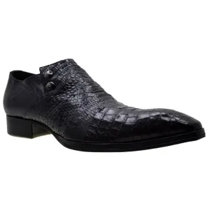 Men's Italian Dress Shoes Jo Ghost 1831 Black Leather Print Crocodile