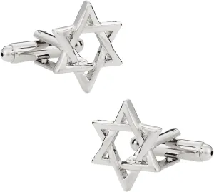 Men's Jewish Cuff Links Star of David Cufflinks Silver with Presentation Box Synagogue Hebrew Kosher Wedding Groomsmen Groom - Israel Cufflinks