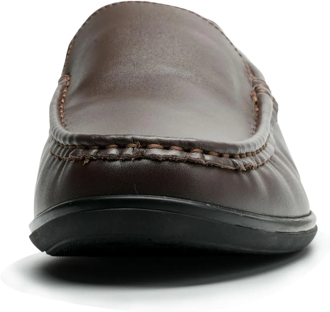 Mens Loafers Casual Leather Slip-On Oxfords Driving Shoes Dress Soft Comfortable & Light-Weight Black