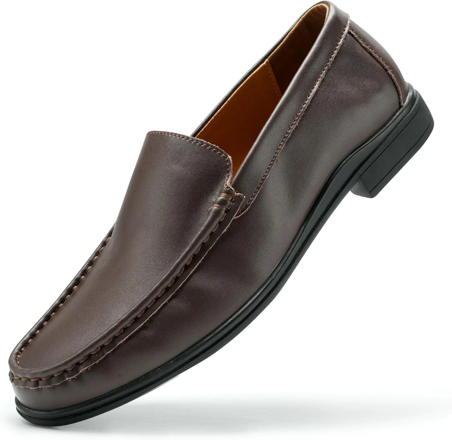 Mens Loafers Casual Leather Slip-On Oxfords Driving Shoes Dress Soft Comfortable & Light-Weight Black