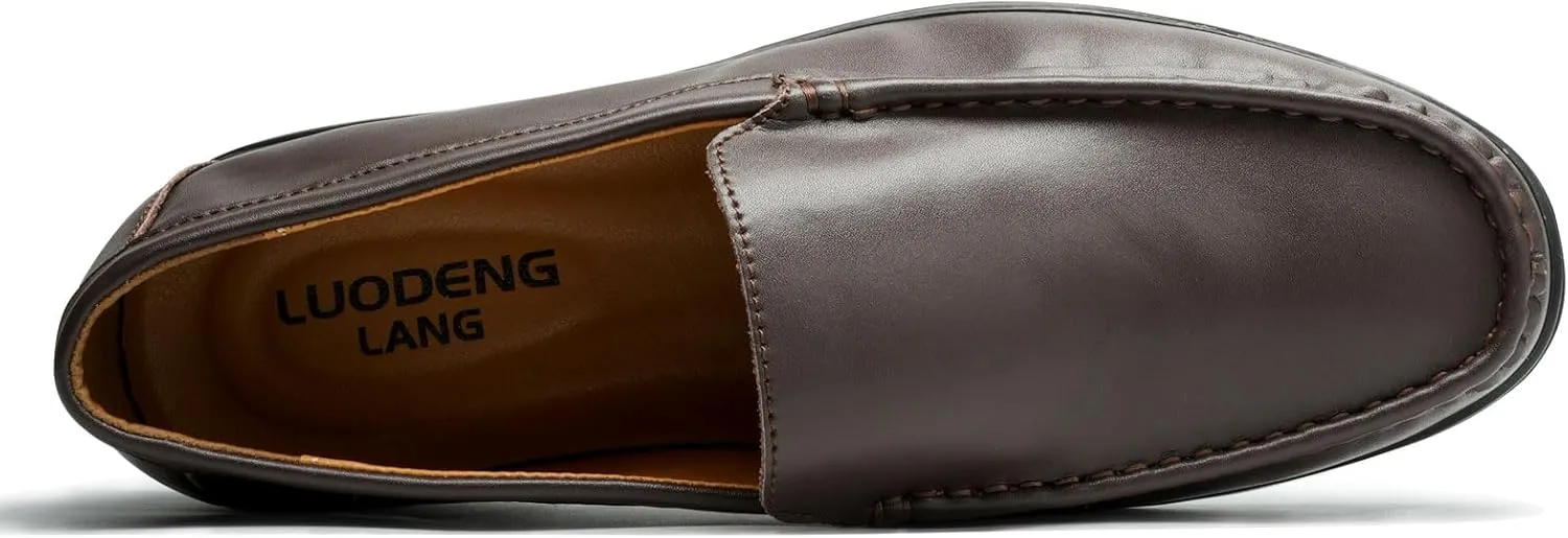 Mens Loafers Casual Leather Slip-On Oxfords Driving Shoes Dress Soft Comfortable & Light-Weight Black