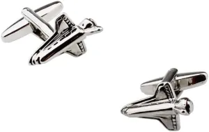 MRCUFF Shuttle Nasa Plane Rocket Space Station Spaceship Pair Cufflinks in a Presentation Gift Box & Polishing Cloth