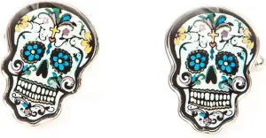 MRCUFF Skull Day of the Dead Halloween Dia de los Muertos Pair of Cufflinks in a Presentation Gift Box & Polishing Cloth